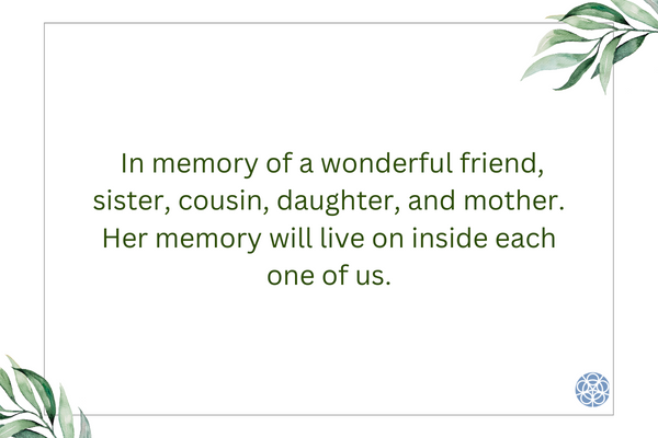 Memorial Card for a Sibling